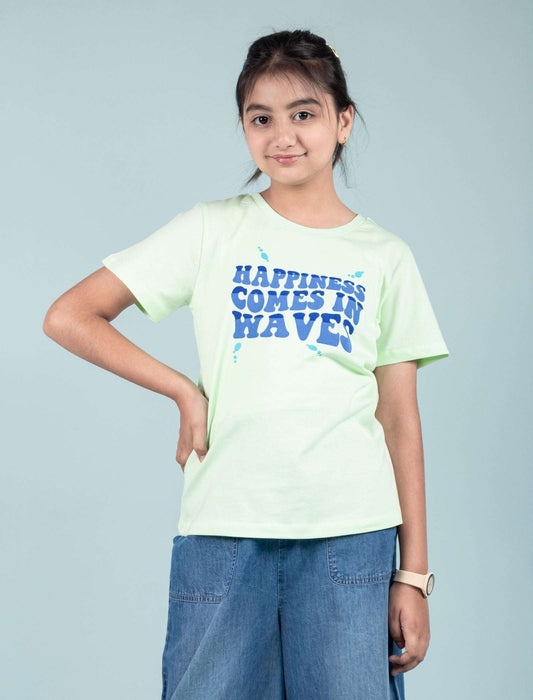 Summer Printed Graphic Tees for Girls Kids (Lime Green) - Tweeny Mini