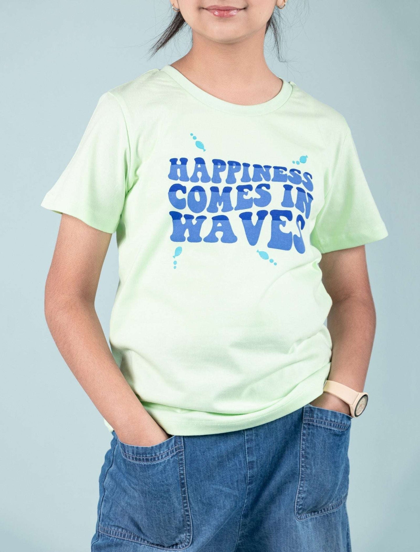 Summer Printed Graphic Tees for Girls Kids (Lime Green) - Tweeny Mini