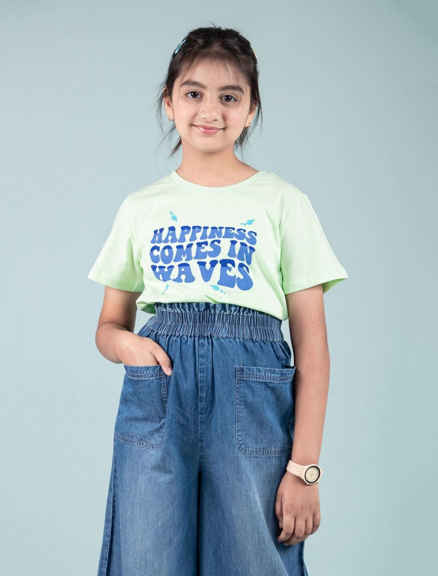 Summer Printed Graphic Tees for Girls Kids (Lime Green) - Tweeny Mini