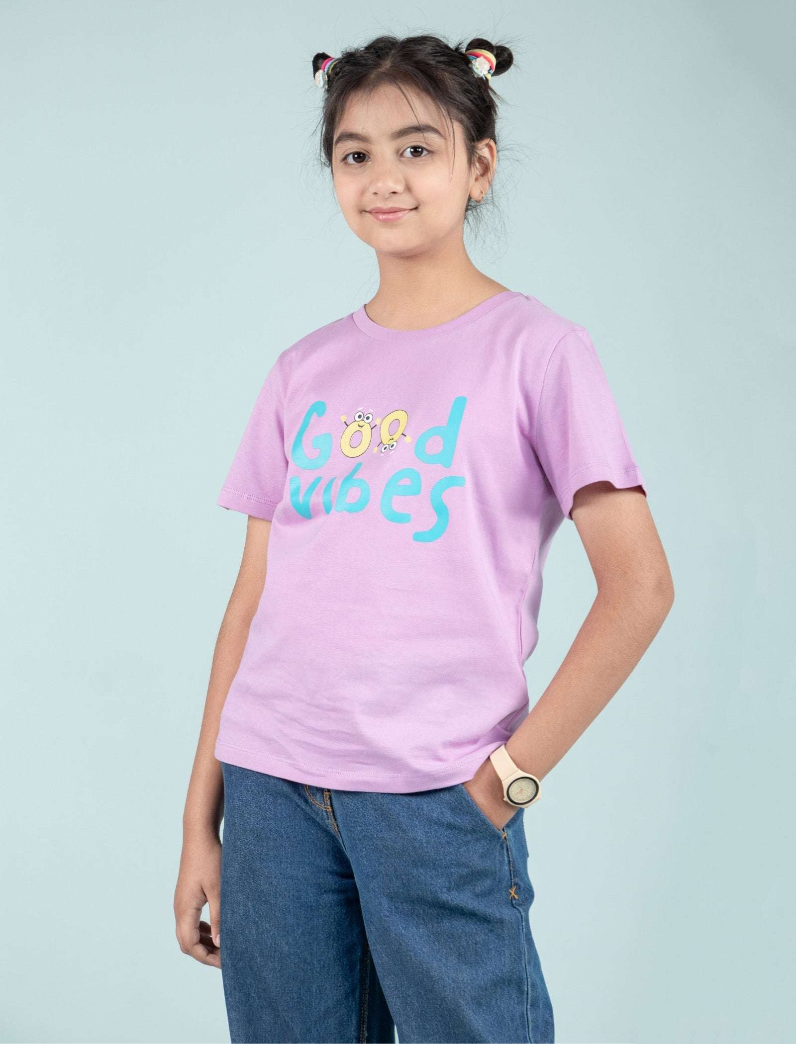 Summer Printed Graphic Tees for Girls Kids (Lavender) - Tweeny Mini