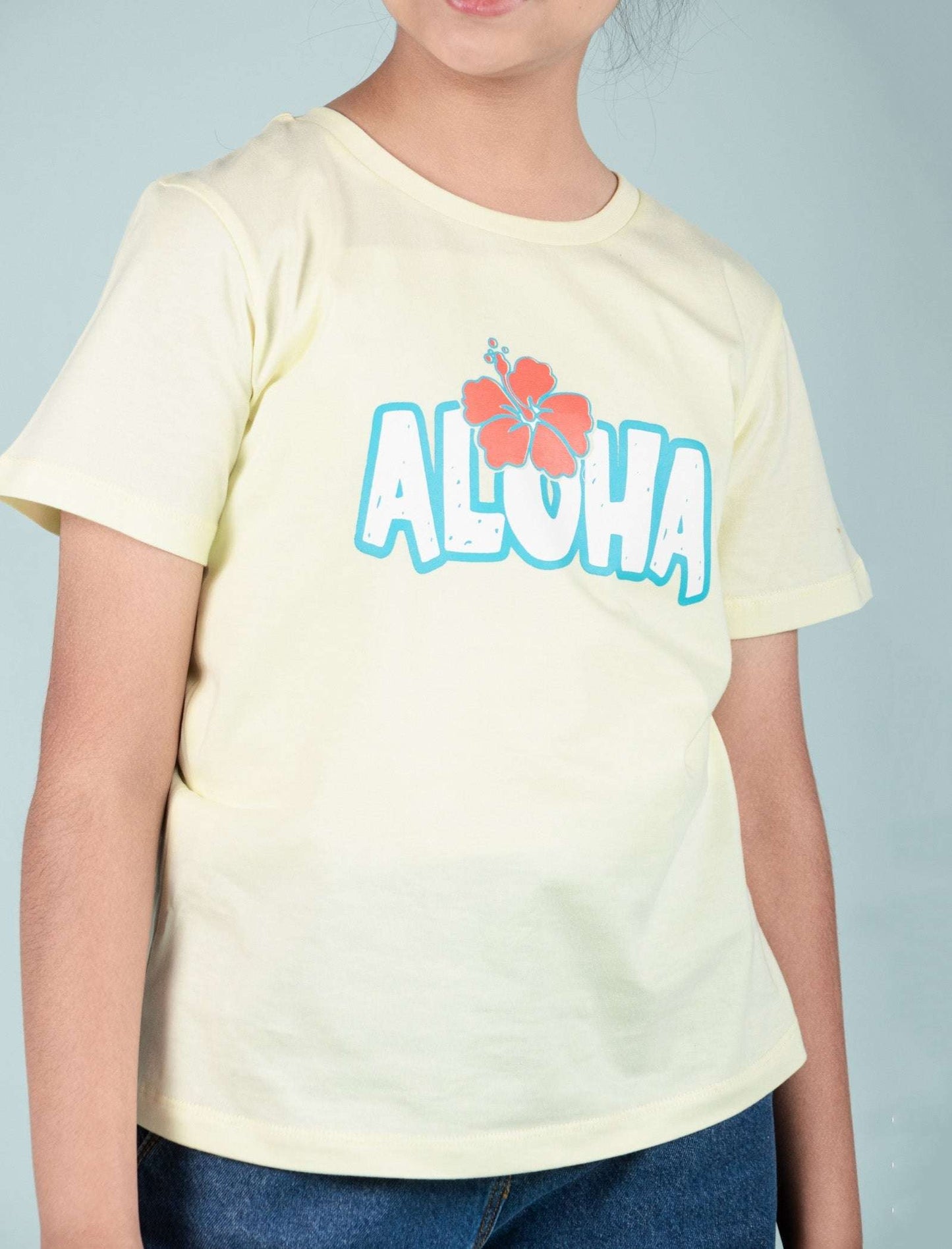 Summer Pure Cotton Graphic Tees for Kids Girls (Lemon Yellow) - Tweeny Mini