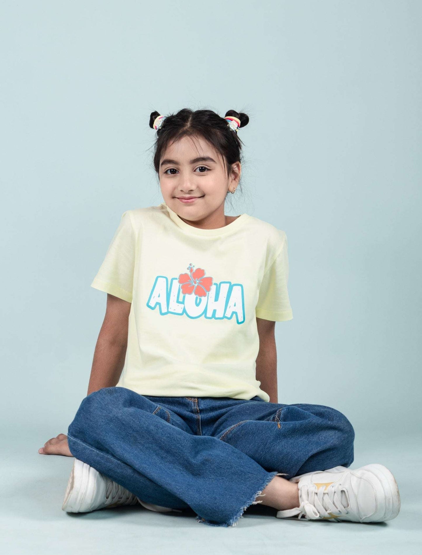 Summer Pure Cotton Graphic Tees for Kids Girls (Lemon Yellow) - Tweeny Mini