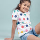 Girls Kids Hand Printed Half Sleeve Cotton T-Shirt (Multi Polka Dot) - Tweeny Mini