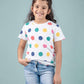 Girls Kids Hand Printed Half Sleeve Cotton T-Shirt (Multi Polka Dot) - Tweeny Mini