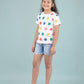 Girls Kids Hand Printed Half Sleeve Cotton T-Shirt (Multi Polka Dot) - Tweeny Mini