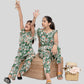 Tropical Floral Summer Jumpsuit for Kids Girls (Green) - Tweeny Mini