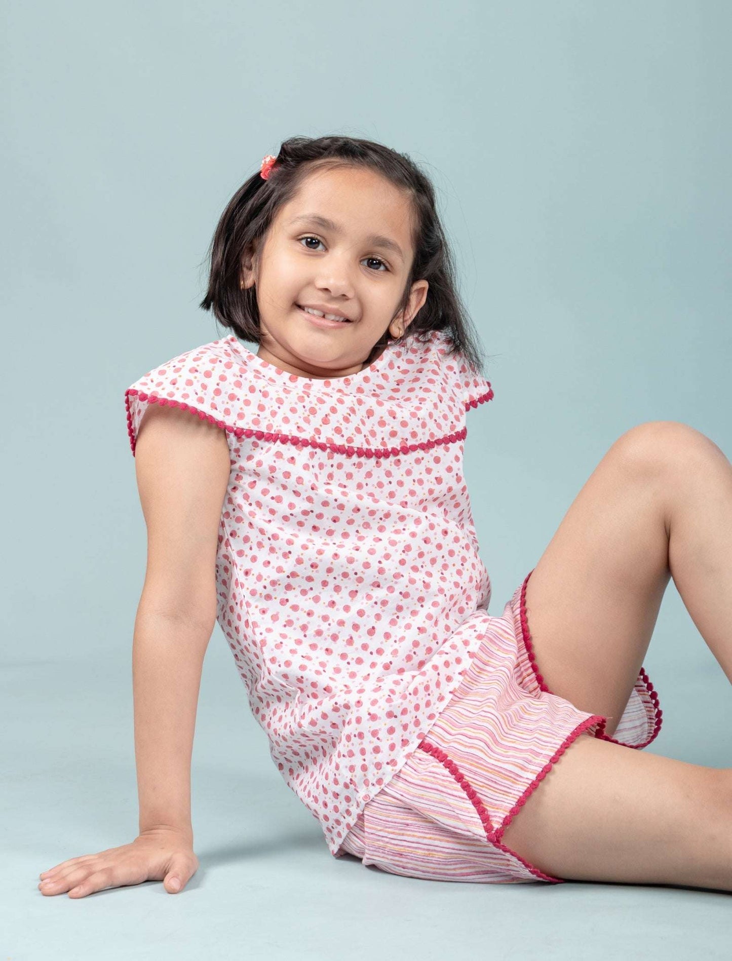 Handcrafted Kids Block Printed Nightdress For Girls (Red) - Tweeny Mini