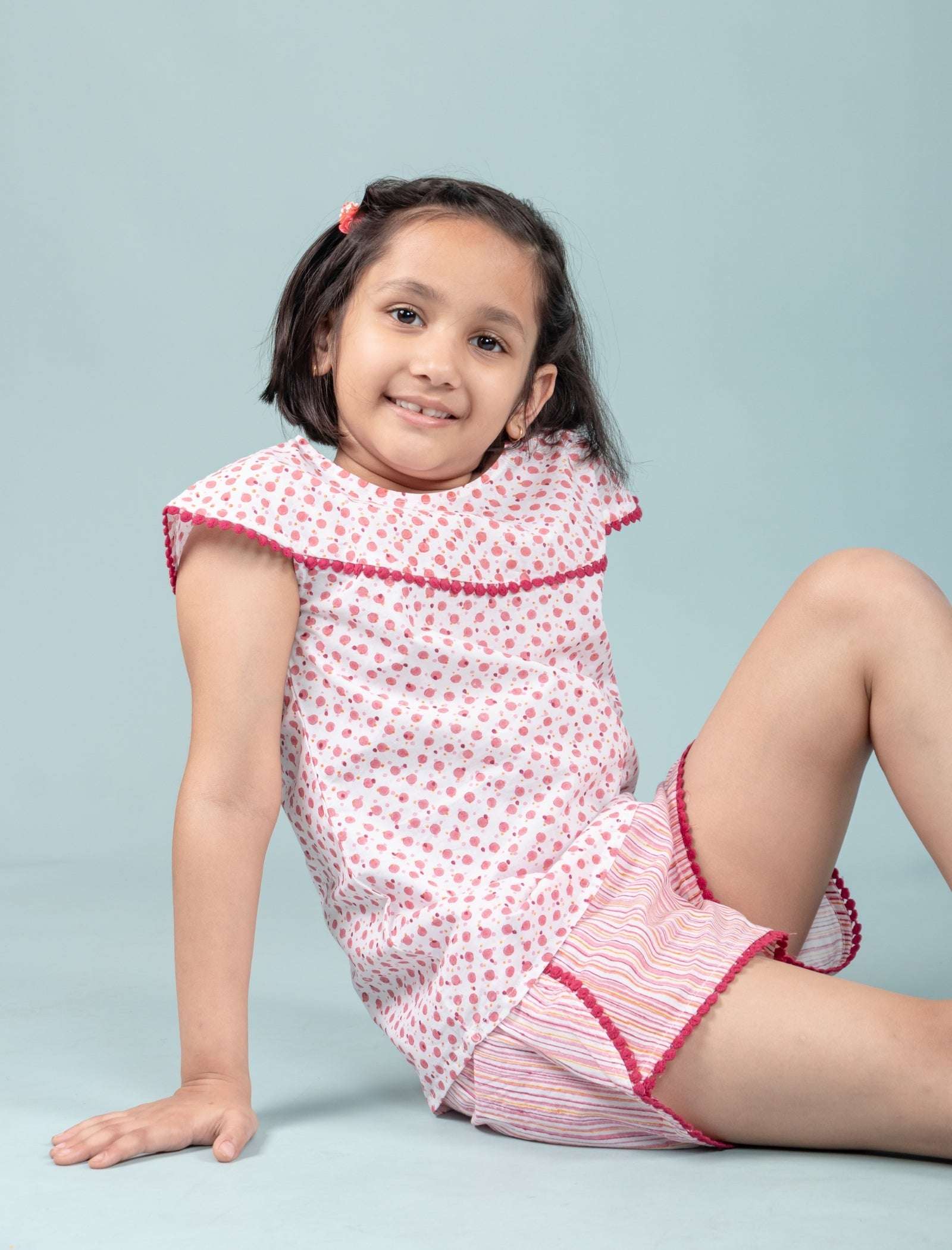 Handcrafted Kids Block Printed Nightdress For Girls (Red) - Tweeny Mini
