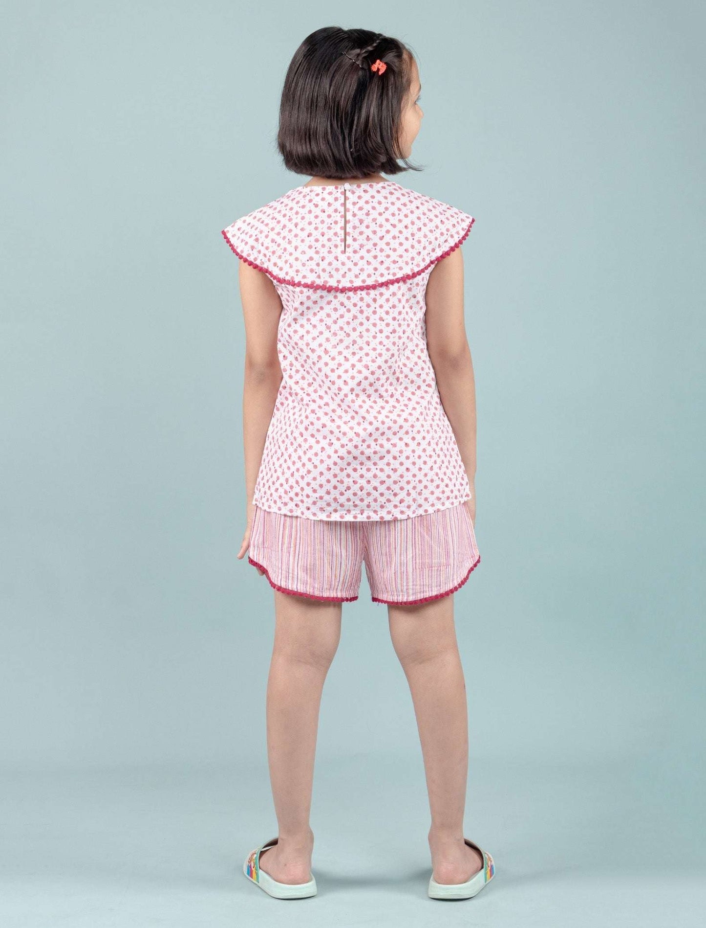 Handcrafted Kids Block Printed Nightdress For Girls (Red) - Tweeny Mini