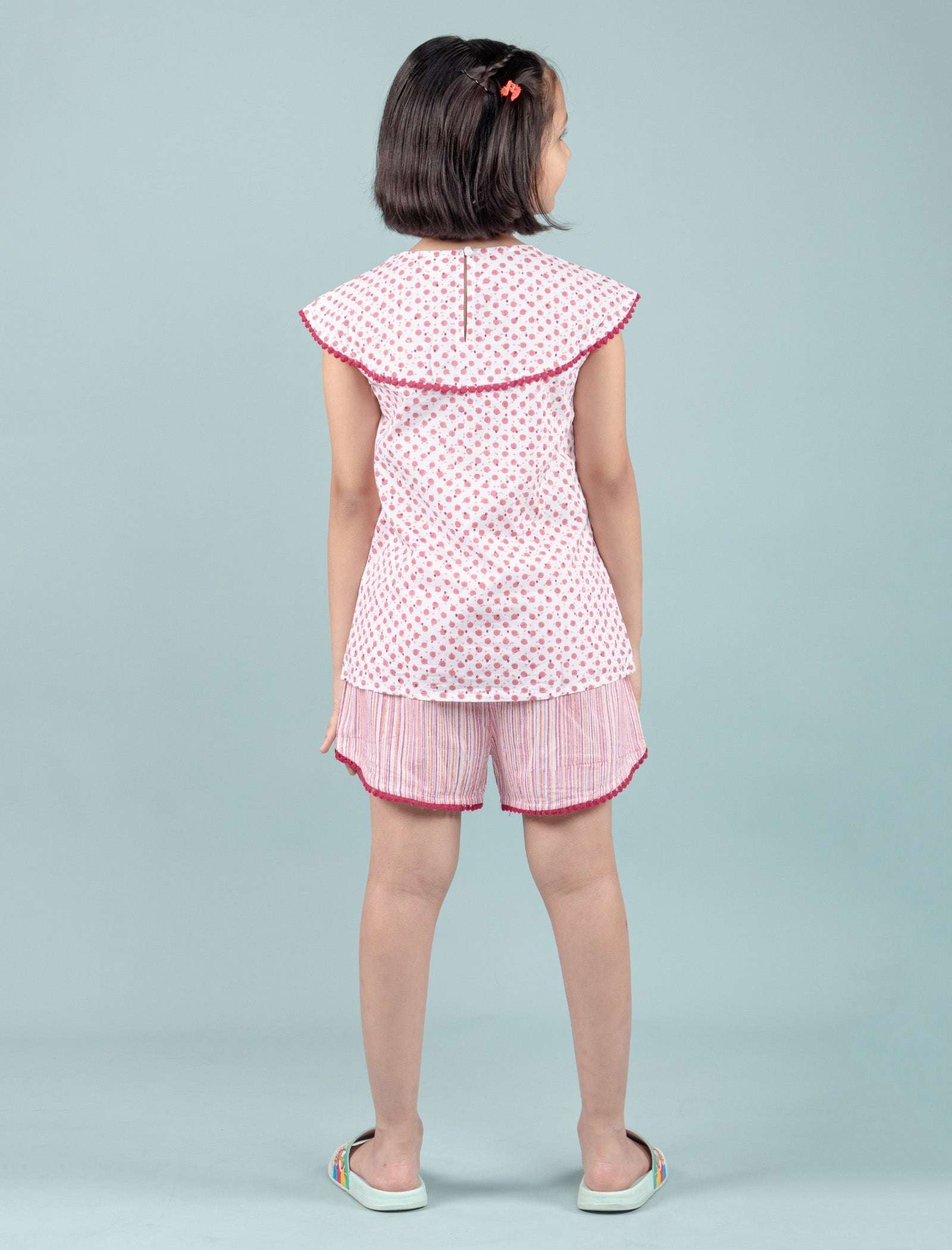 Handcrafted Kids Block Printed Nightdress For Girls (Red) - Tweeny Mini