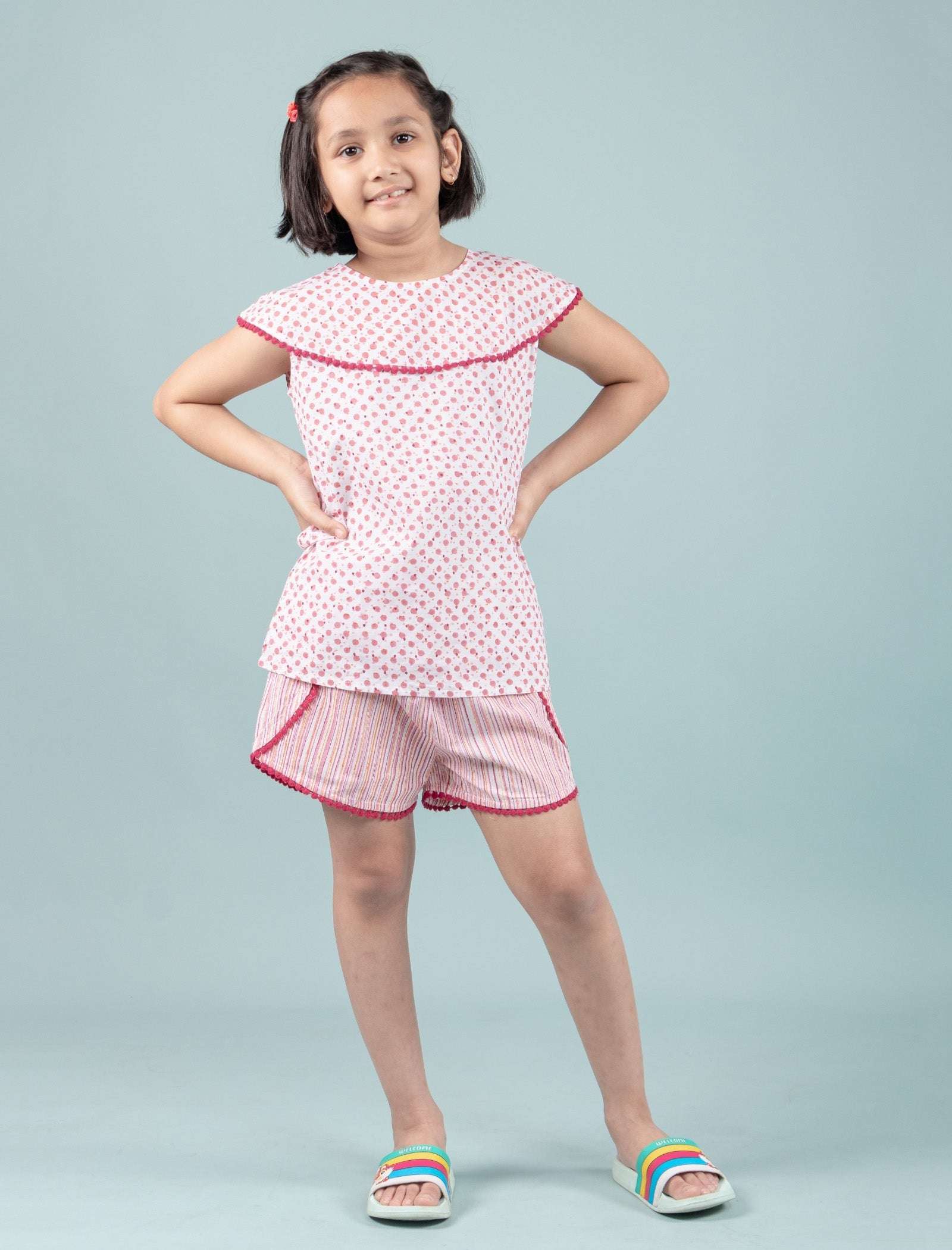 Handcrafted Kids Block Printed Nightdress For Girls (Red) - Tweeny Mini