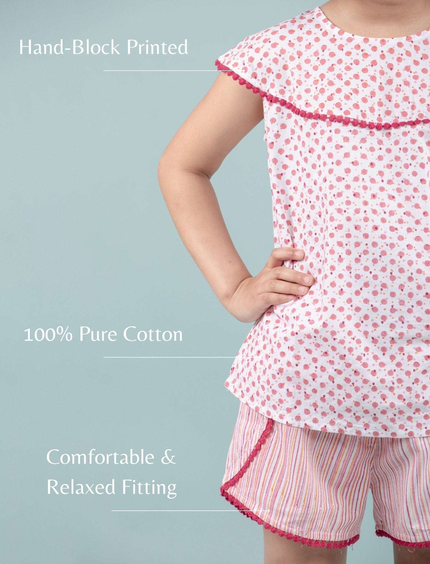 Handcrafted Kids Block Printed Nightdress For Girls (Red) - Tweeny Mini