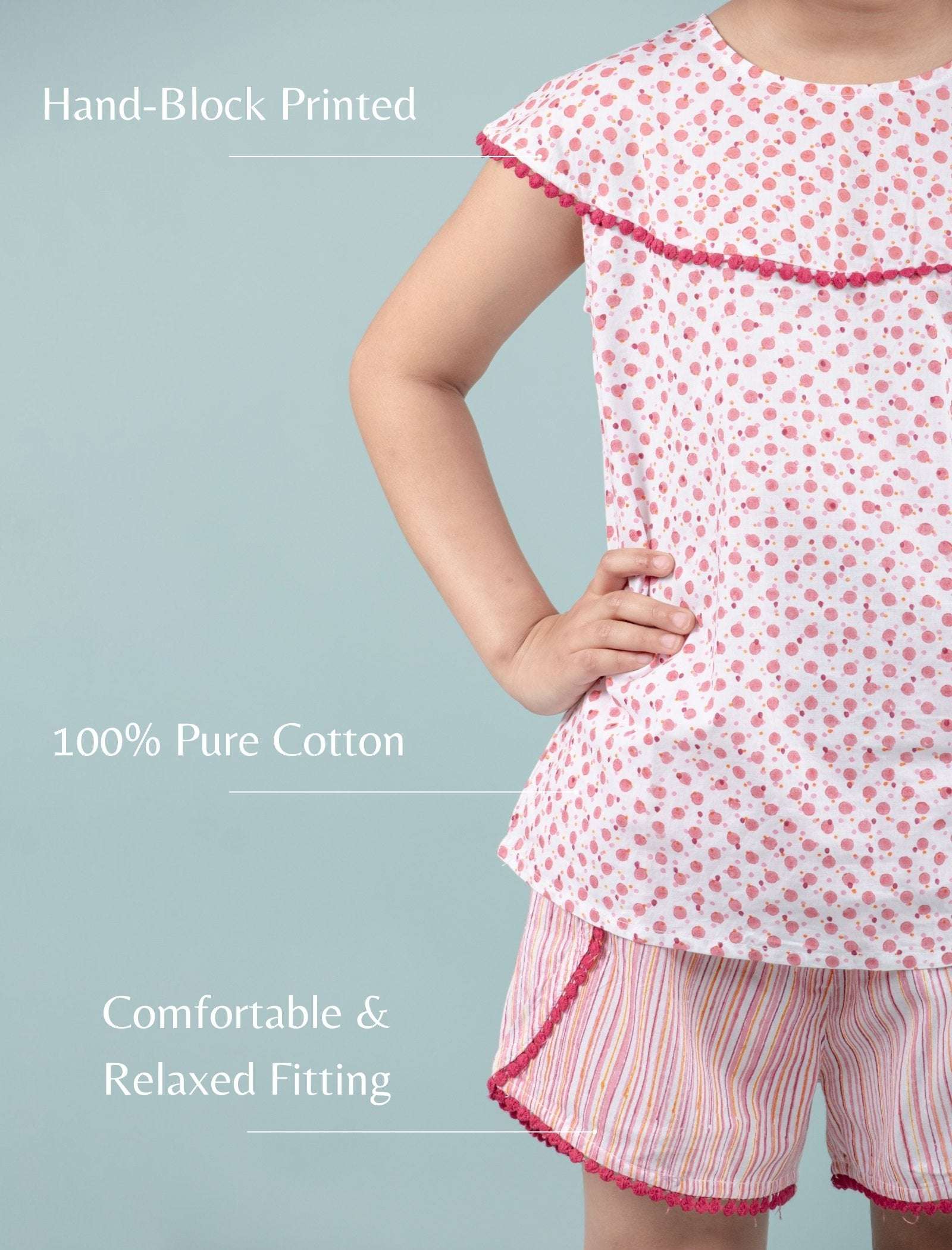 Handcrafted Kids Block Printed Nightdress For Girls (Red) - Tweeny Mini