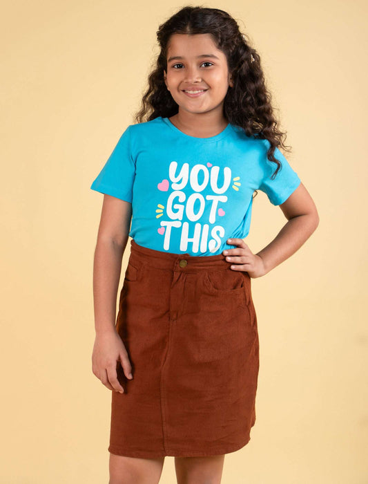 Trendy A Line Corduroy Girls Kids Skirt Top Set for All Season (Rust) - Tweeny Mini