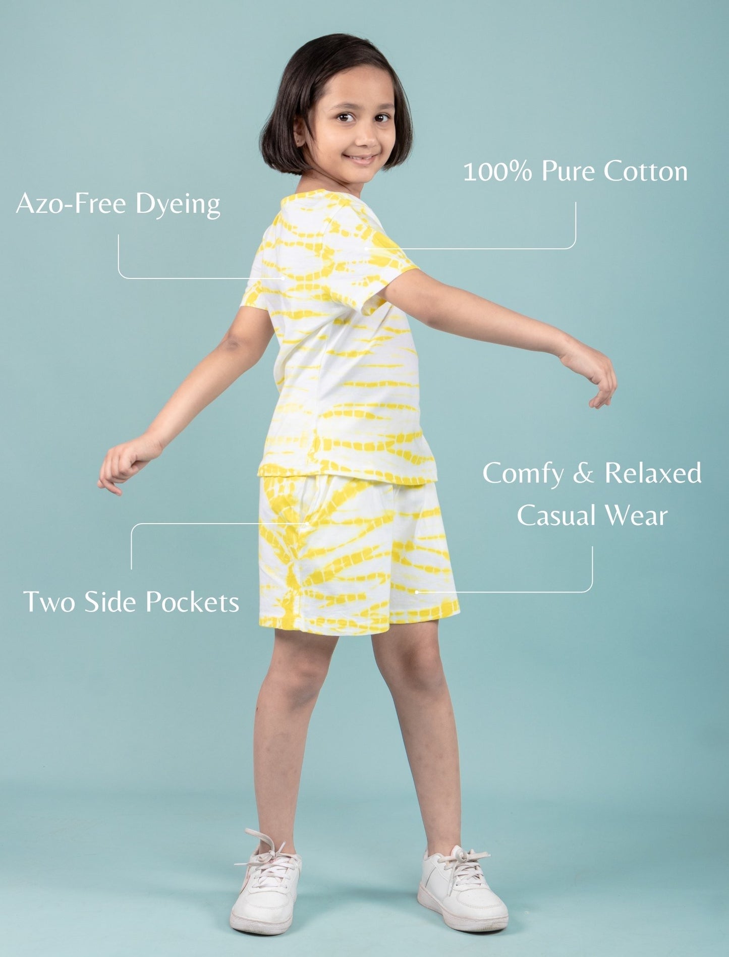 Tie-Dye Kids Summer Co-ord Set (Yellow) - Tweeny Mini