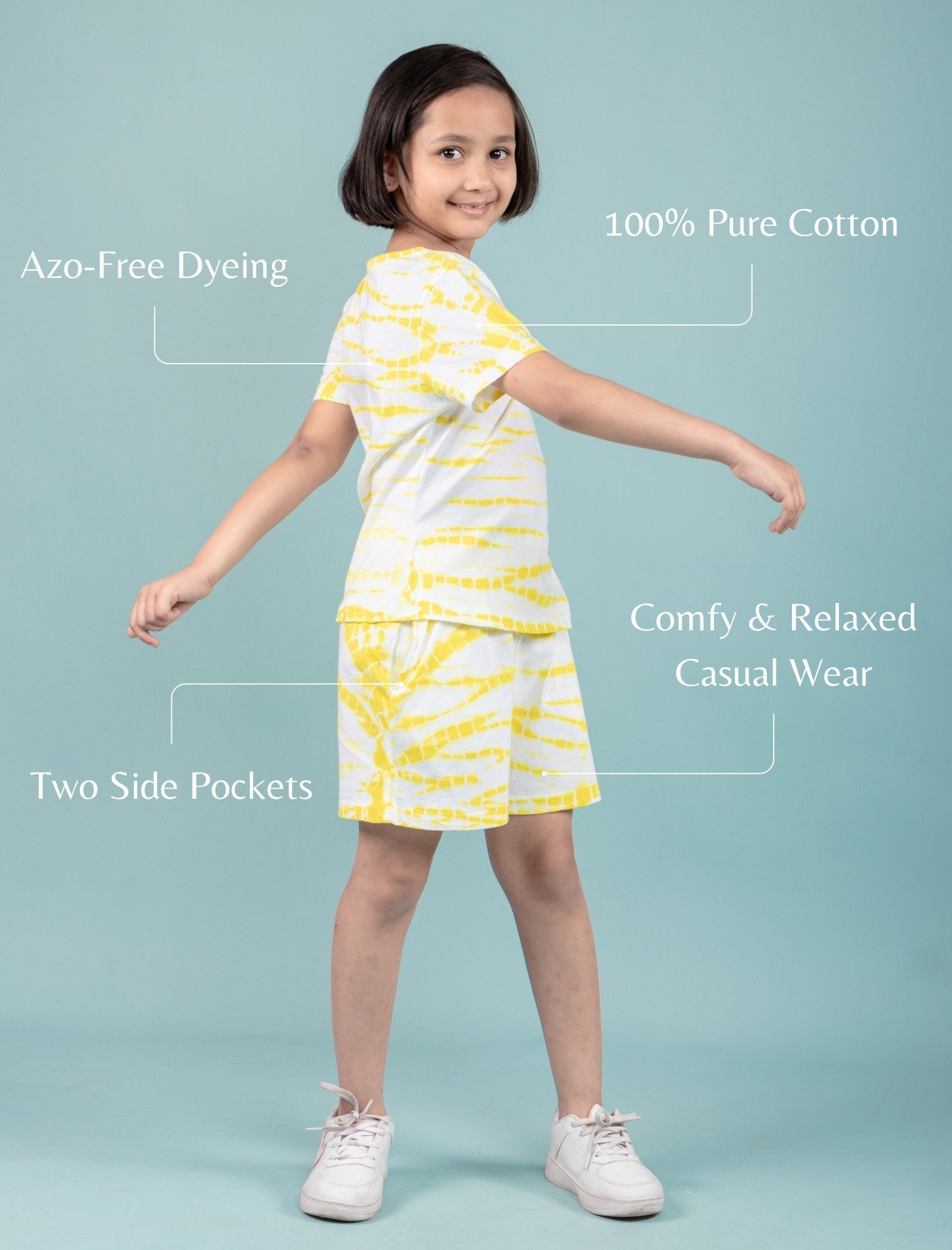 Tie-Dye Kids Summer Co-ord Set (Yellow) - Tweeny Mini