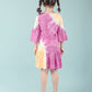 Long Sleeves Girls Kids Tie Dye Dress (Orange-Pink) - Tweeny Mini