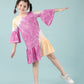 Long Sleeves Girls Kids Tie Dye Dress (Orange-Pink) - Tweeny Mini