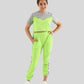 Colour Block Girls Kids Joggers Set With Crop Top (Lime Green) - Tweeny Mini