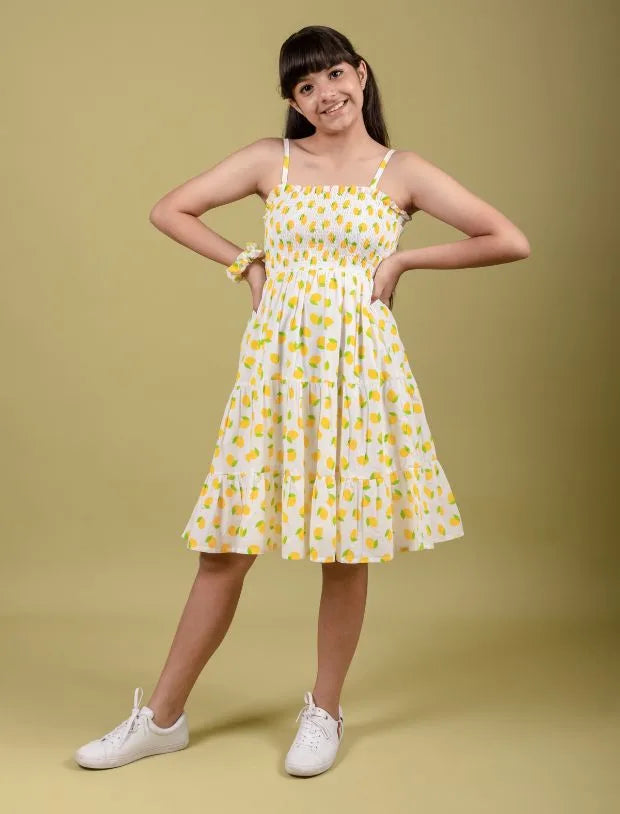 Lemon Printed Pure Cotton Girls Nightsuit -Tweeny Mini