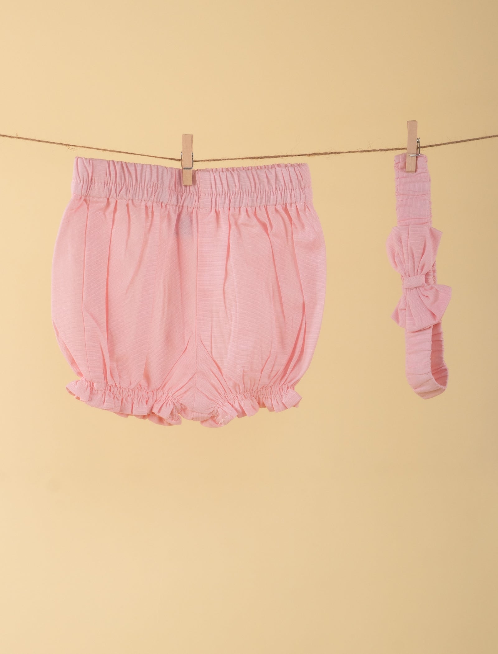 Newborn Baby Girl Frock with Matching Headband and Bloomer Set (Baby Pink) - Tweeny Mini