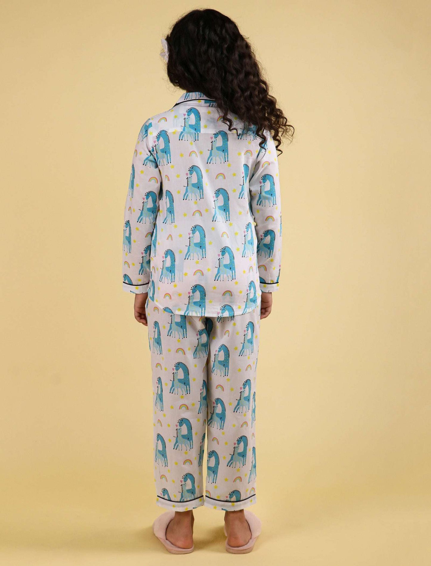 Giffy Love Pure Cotton Nightdress for Girls Kids (Full Sleeves, Blue) - Tweeny Mini