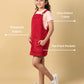Premium Corduroy Pinafore Dungaree Dress for Girls with T-Shirt (Red) - Tweeny Mini
