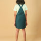 Premium Twill Cotton Girls Kids Pinafore Dresses with T-Shirt Combo Set (Teal Green) - Tweeny Mini