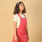 Premium Twill Cotton Pinafore Dresses for Girls Kids with T-Shirt Combo Set (Melon Red) - Tweeny Mini