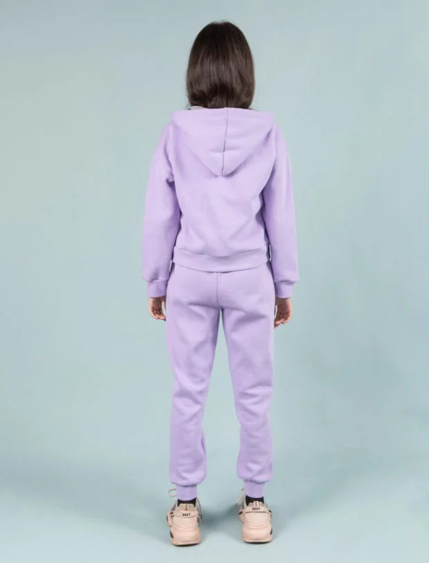 Premium Winter Fleece Hoodie for Kids Girls with Jogger Set (Lavender)-Tweeny Mini