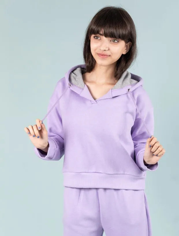 Premium Winter Fleece Hoodie for Kids Girls with Jogger Set (Lavender)-Tweeny Mini