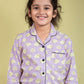 Little Sheep Printed Nightsuit for Girls Kids (Full Sleeves, Lavender) - Tweeny Mini