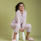 Little Sheep Printed Nightsuit for Girls Kids (Full Sleeves, Lavender) - Tweeny Mini