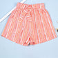 Striped Summer Shorts For Girls Kids (Peach)