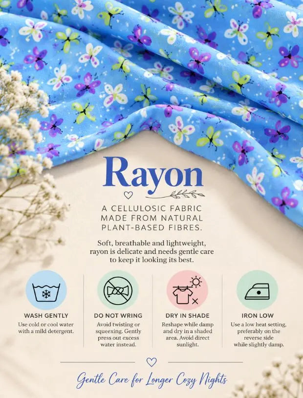 Pure Rayon Butterfly Printed Nightwear-Tweeny Mini