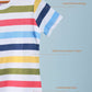Hand Printed Half Sleeve Pure Cotton T-Shirt for Girls Kids (Multi Striped) - Tweeny Mini