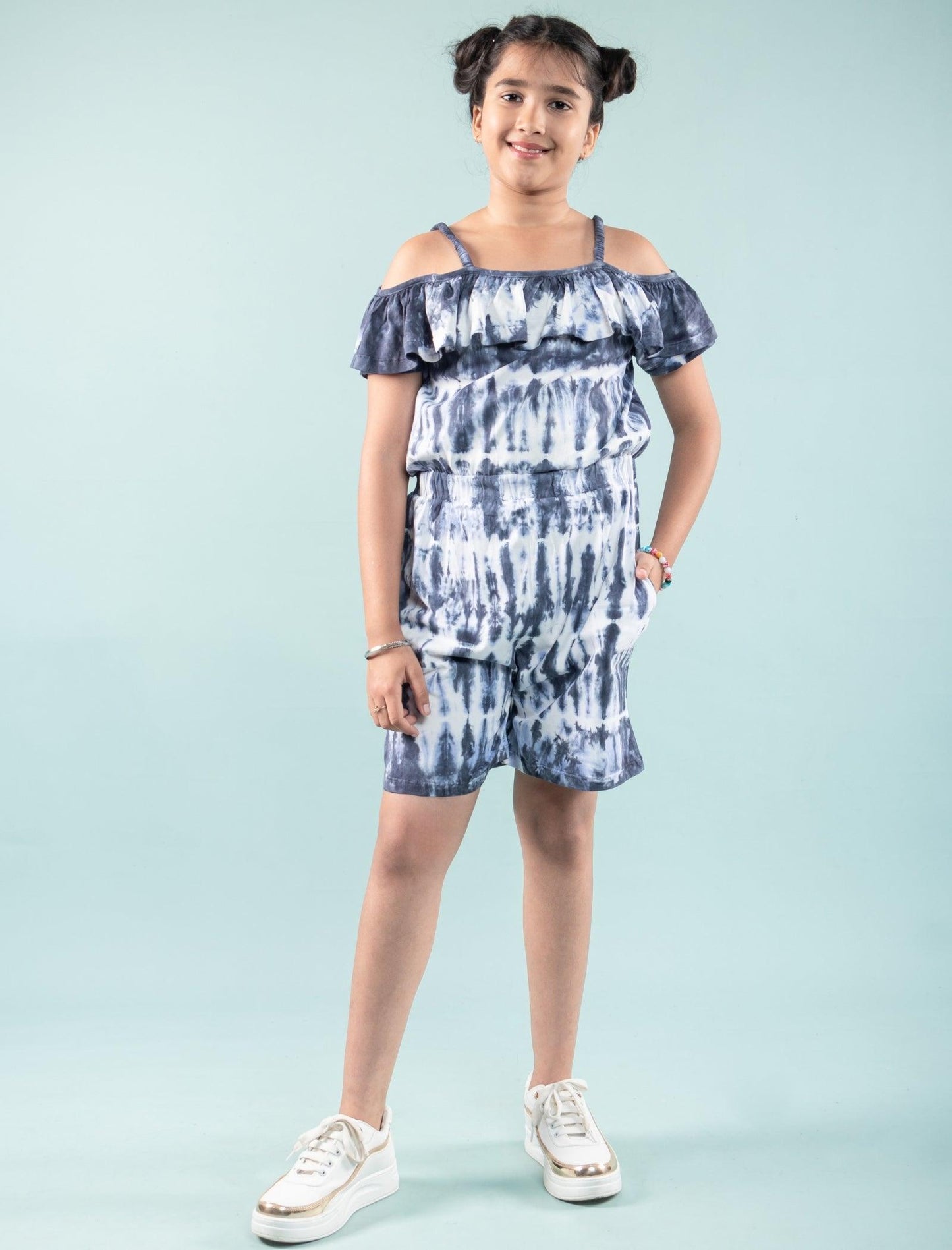 Trendy Romper Tie Dye Dress Kids Girls (Blue) - Tweeny Mini