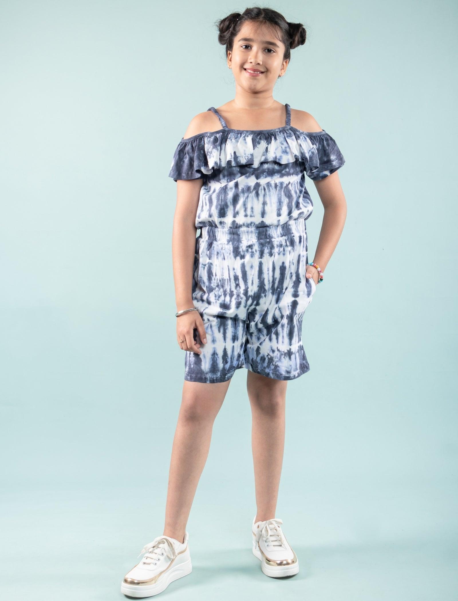 Trendy Romper Tie Dye Dress Kids Girls (Blue) - Tweeny Mini