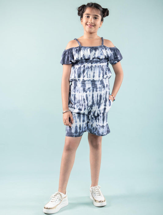 Trendy Romper Tie Dye Dress Kids Girls (Blue) - Tweeny Mini
