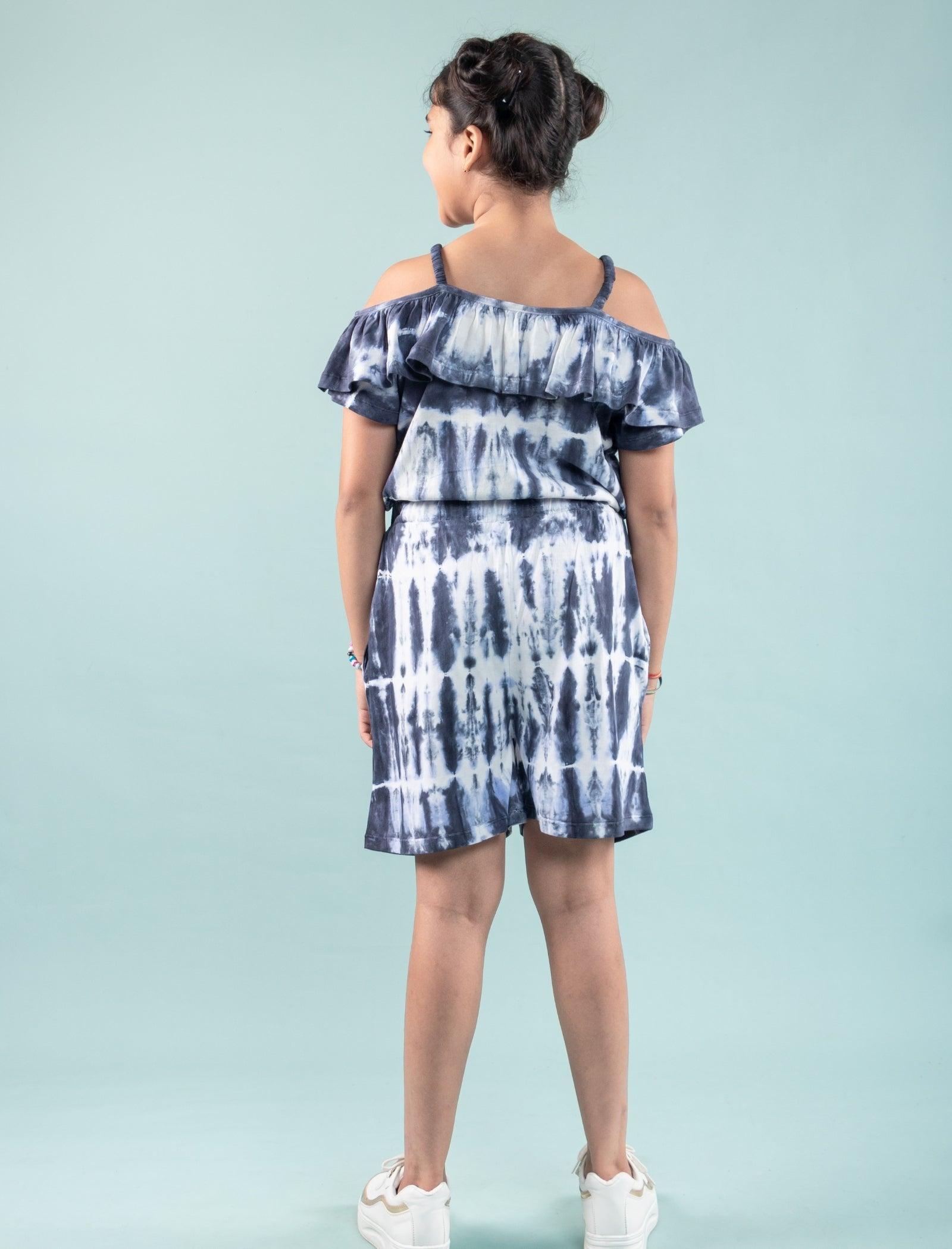 Trendy Romper Tie Dye Dress Kids Girls (Blue) - Tweeny Mini