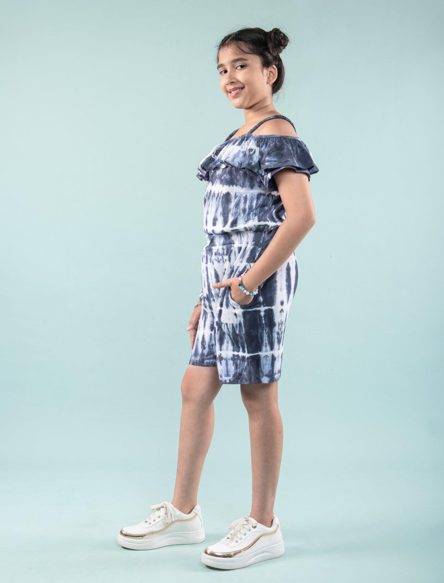 Trendy Romper Tie Dye Dress Kids Girls (Blue) - Tweeny Mini