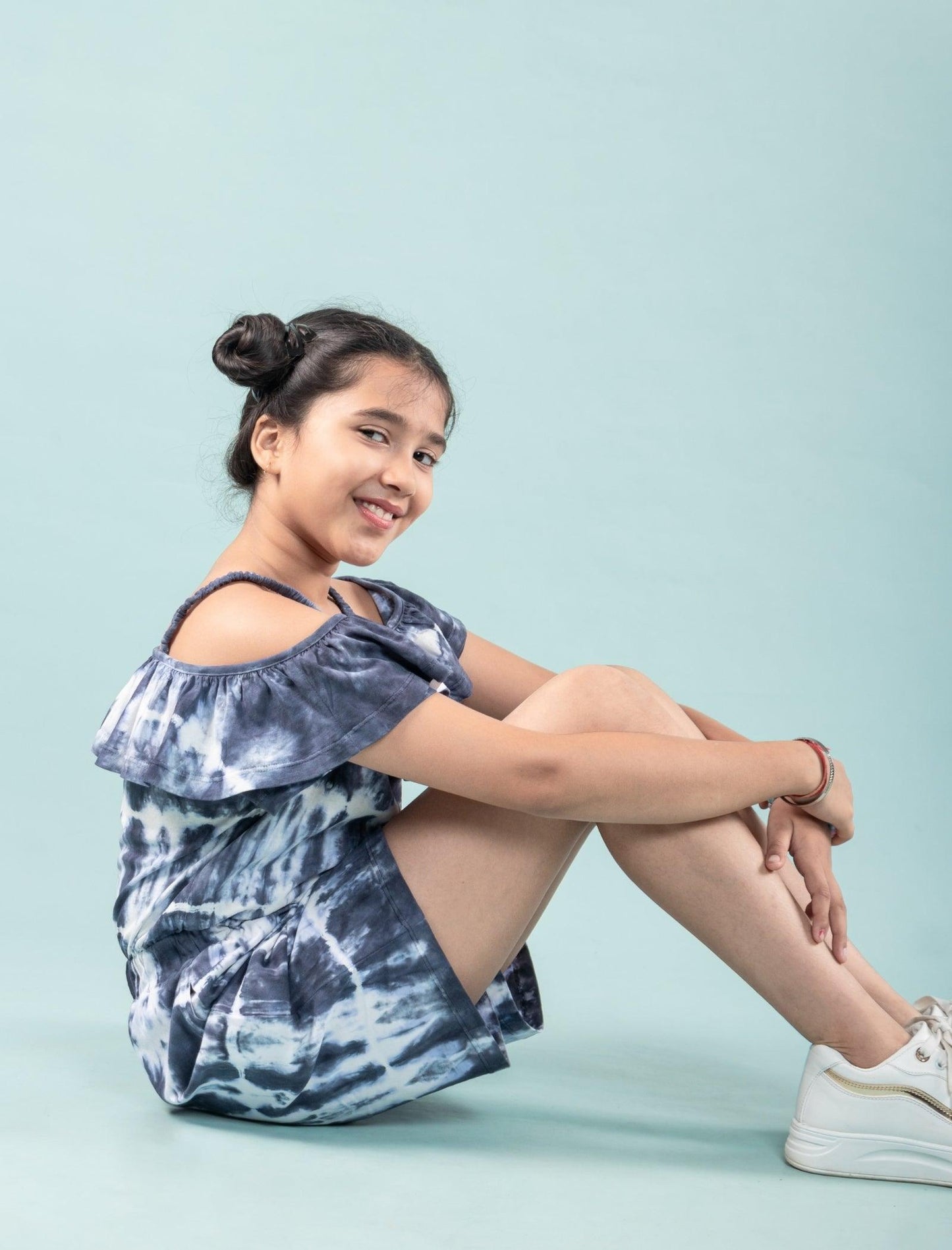 Trendy Romper Tie Dye Dress Kids Girls (Blue) - Tweeny Mini