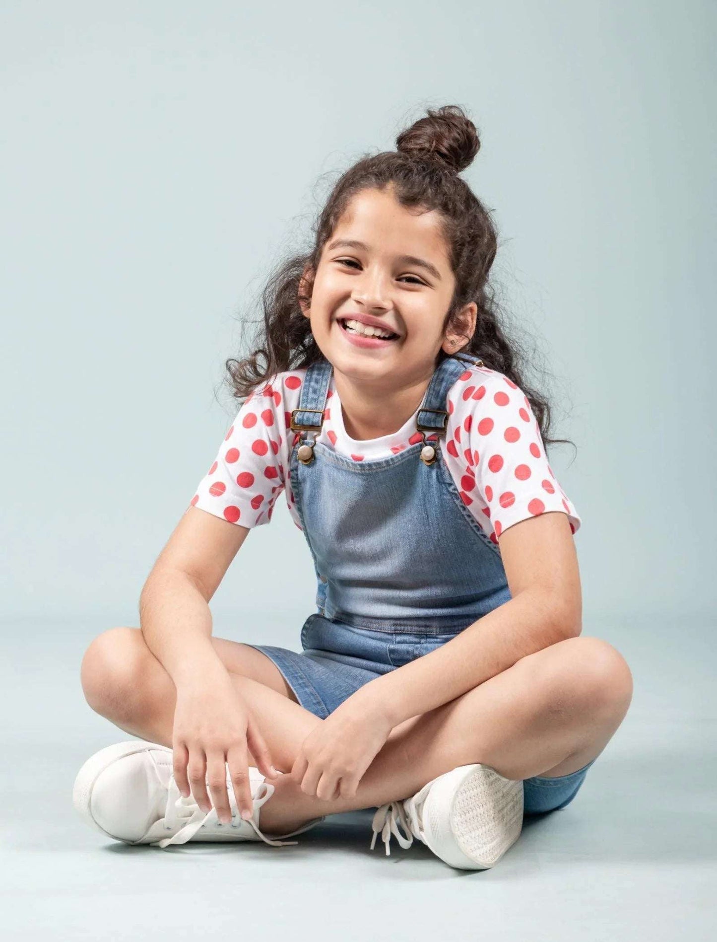 Girls Kids Summer Short Denim Dungaree (Light Blue) - Tweeny Mini