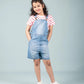 Girls Kids Summer Short Denim Dungaree (Light Blue) - Tweeny Mini