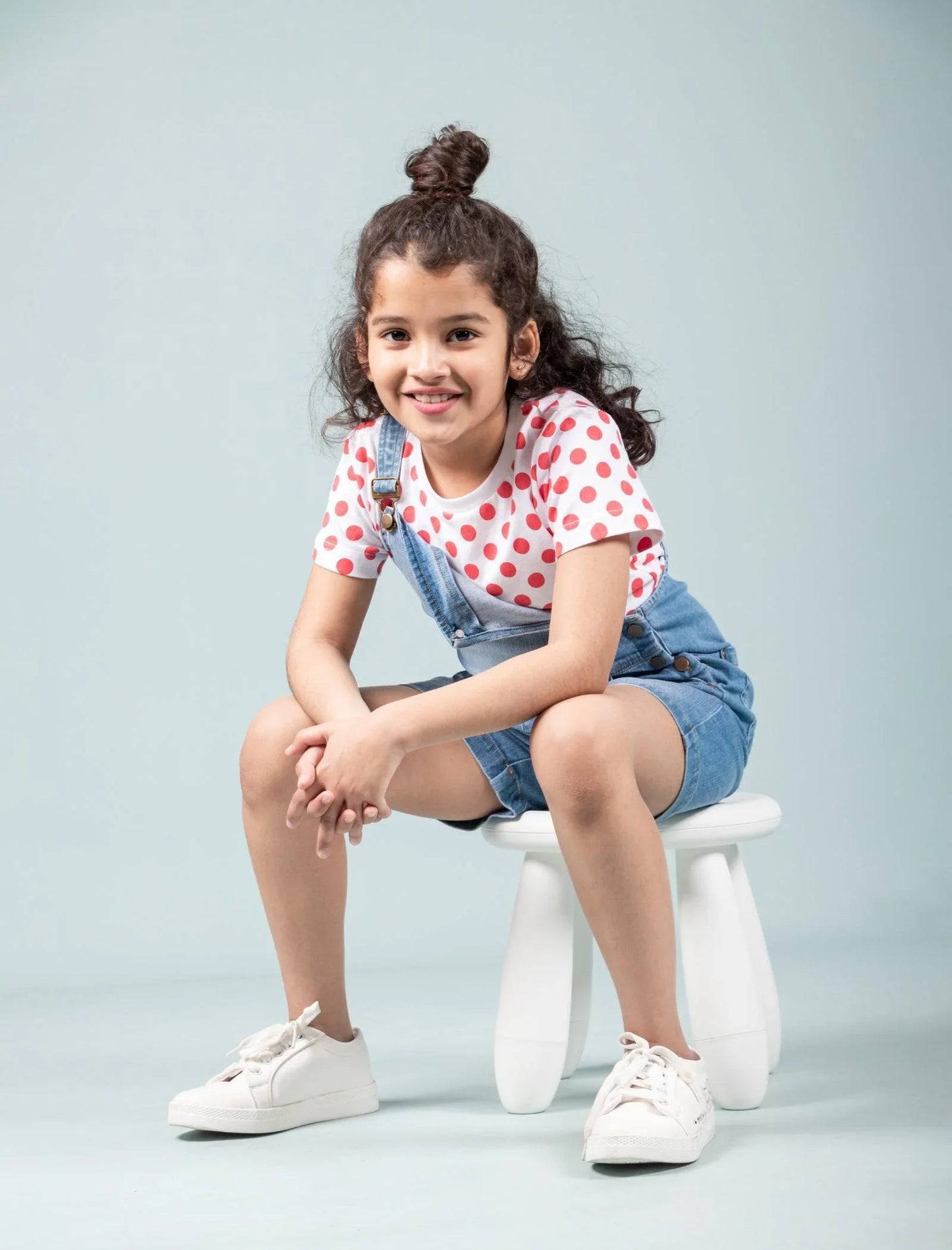 Girls Kids Summer Short Denim Dungaree (Light Blue) - Tweeny Mini