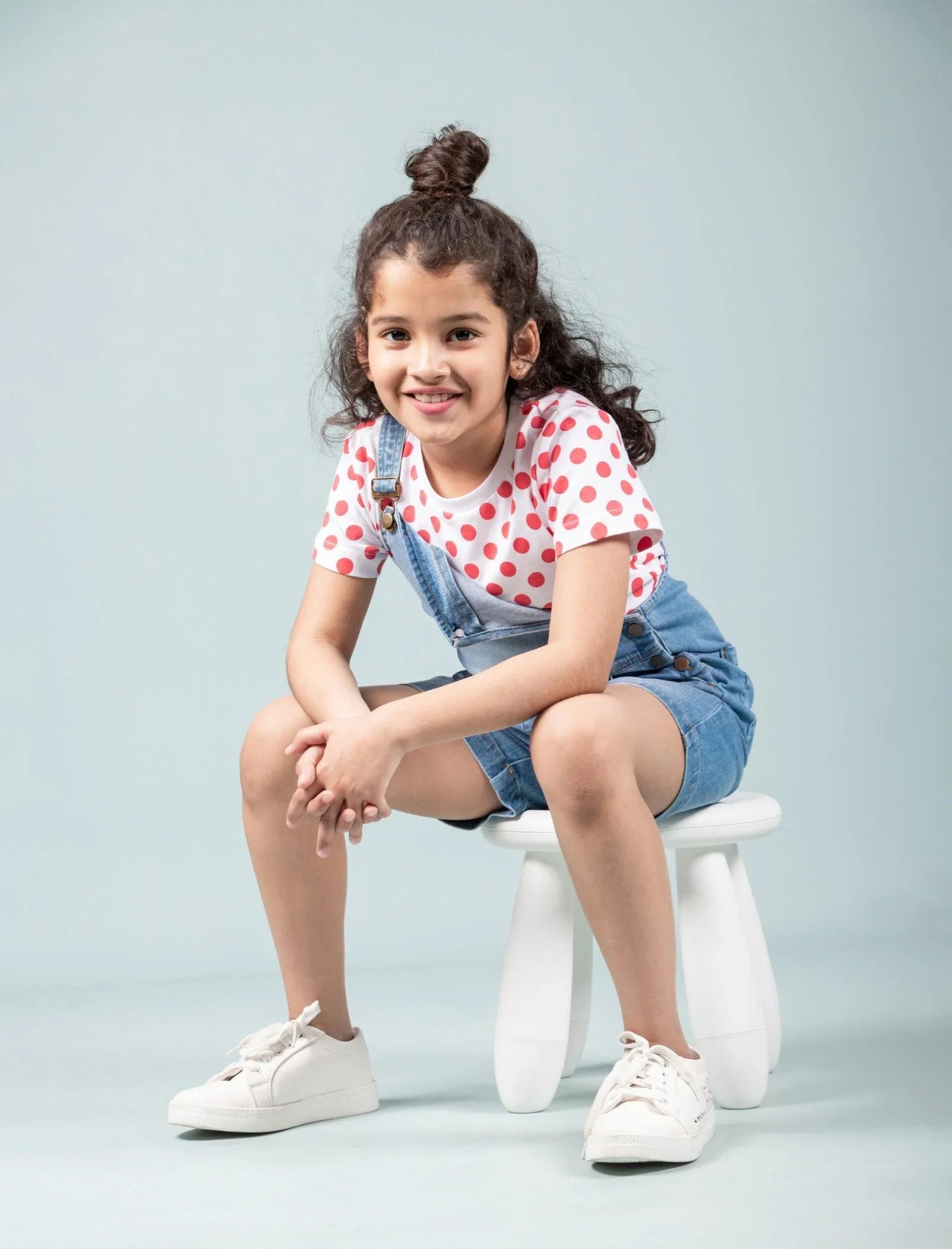 Girls Kids Summer Short Denim Dungaree (Light Blue) - Tweeny Mini