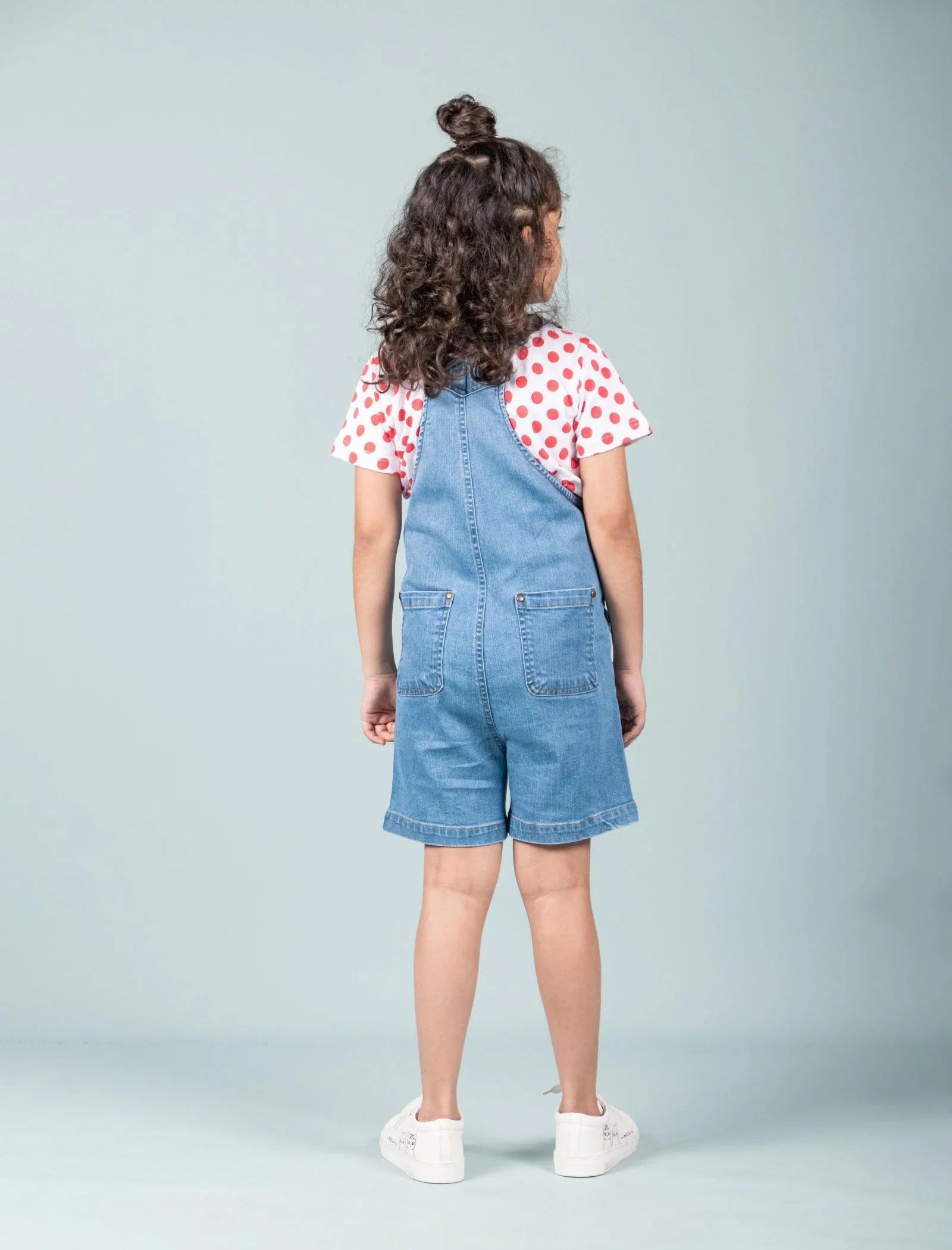 Girls Kids Summer Short Denim Dungaree (Light Blue) - Tweeny Mini