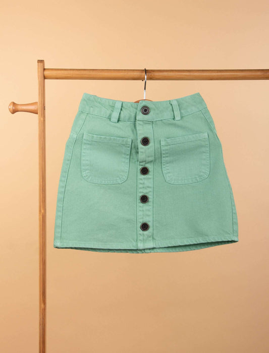 Candy Pop Denim Skirt For Girls Kids (Mint Green) - Tweeny Mini
