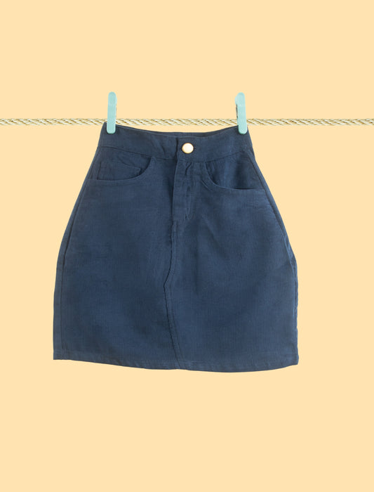 Premium Corduroy Skirt for Kids Girls (Blue) - Tweeny Mini