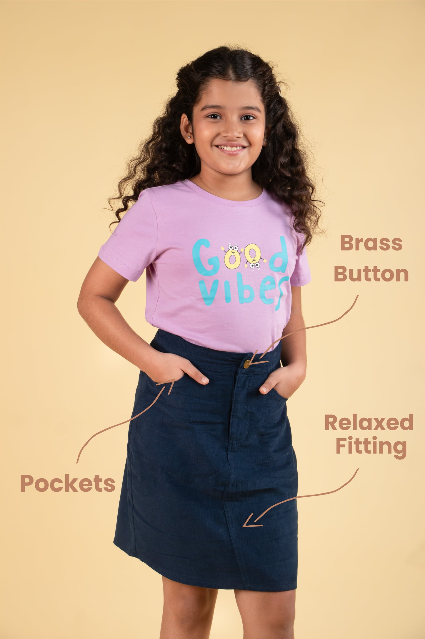 Premium Corduroy Skirt for Kids Girls (Blue) - Tweeny Mini